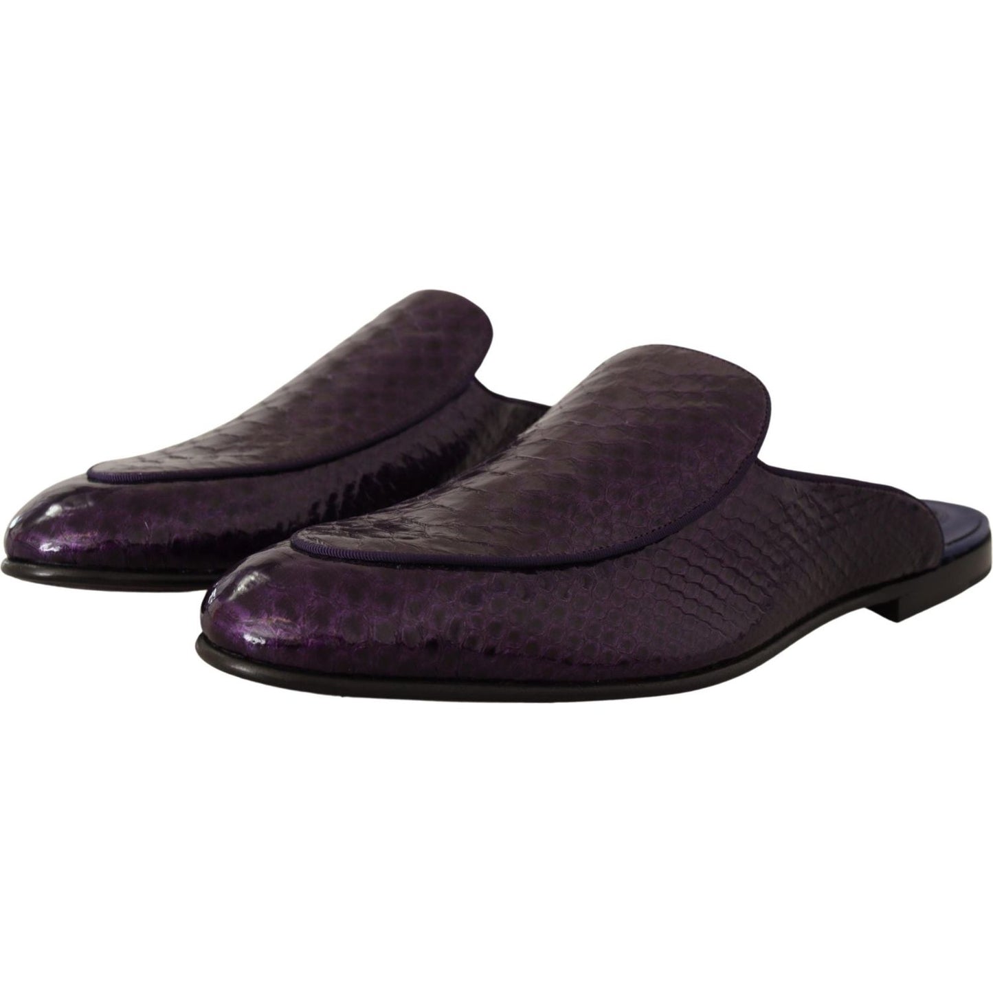 Dolce & Gabbana Purple Exotic Python Leather Slides Dolce & Gabbana Dark Slate Gray