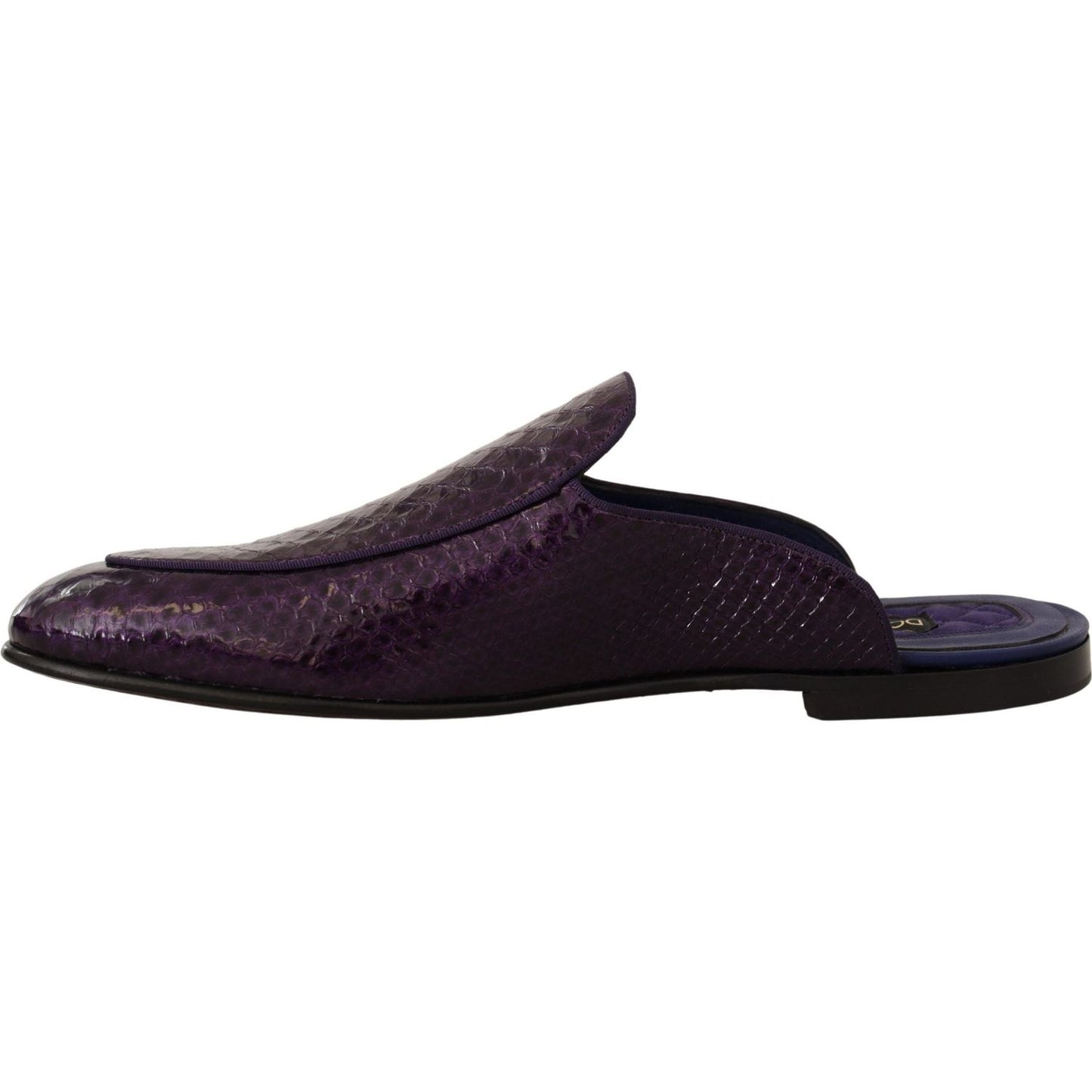 Dolce & Gabbana Purple Exotic Python Leather Slides Dolce & Gabbana Black