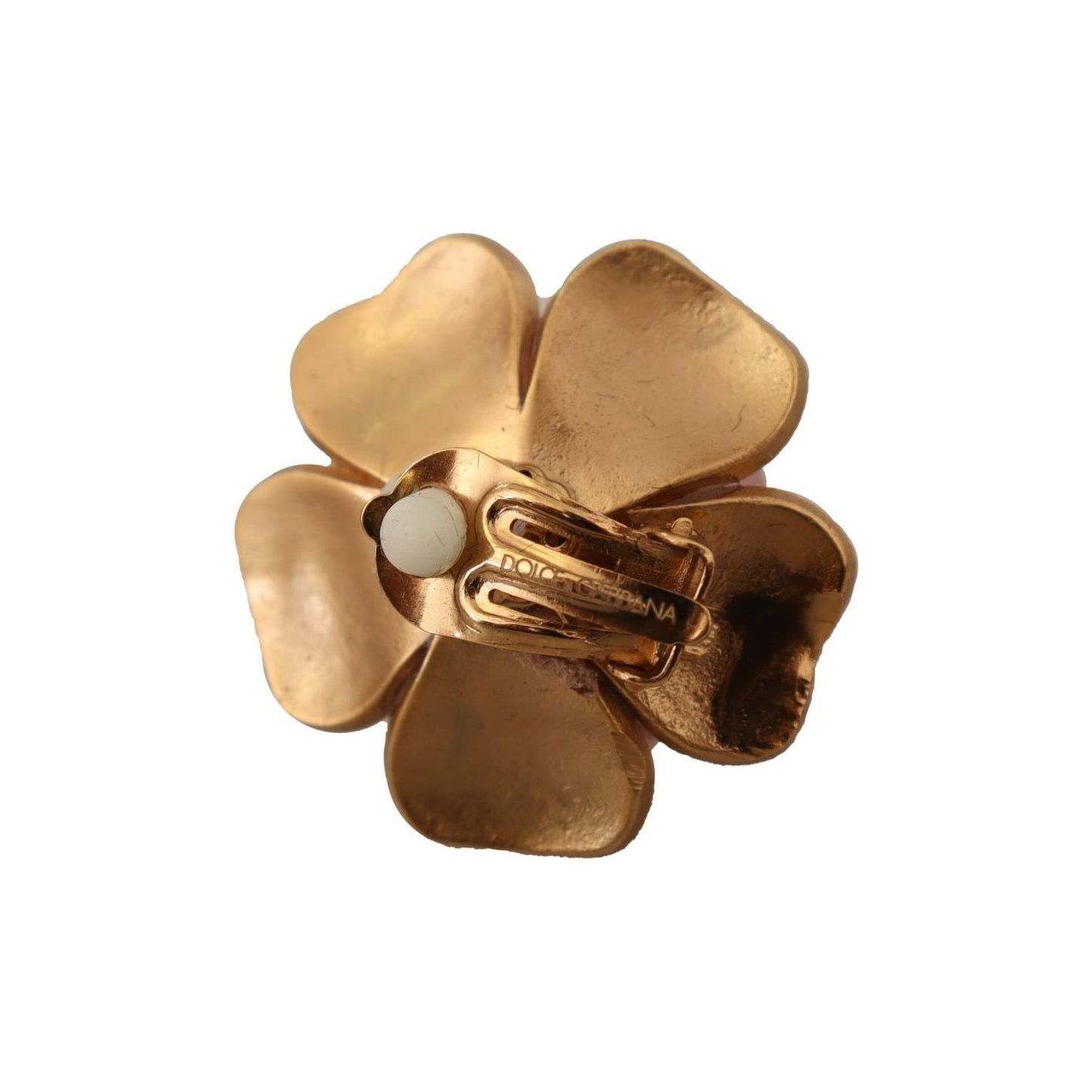 Dolce & Gabbana Elegant Floral Crystal Pearl Clip-On Earrings Earrings Dolce & Gabbana Sienna