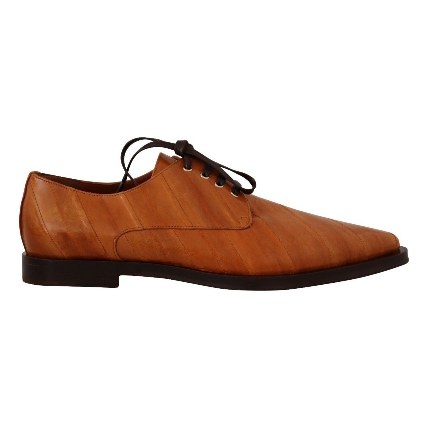Dolce & Gabbana Elegant Eel Leather Lace-Up Formal Flats Dolce & Gabbana Saddle Brown
