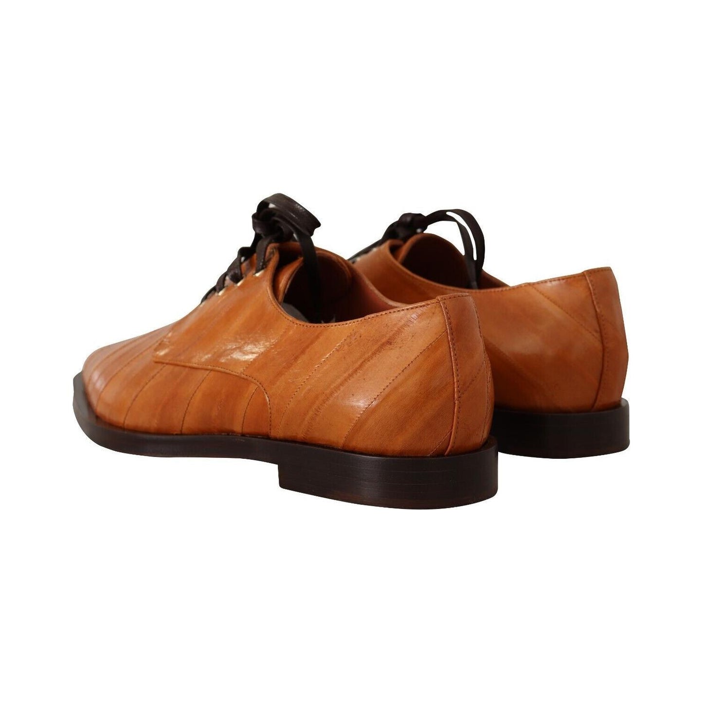 Dolce & Gabbana Elegant Eel Leather Lace-Up Formal Flats Dolce & Gabbana Sienna