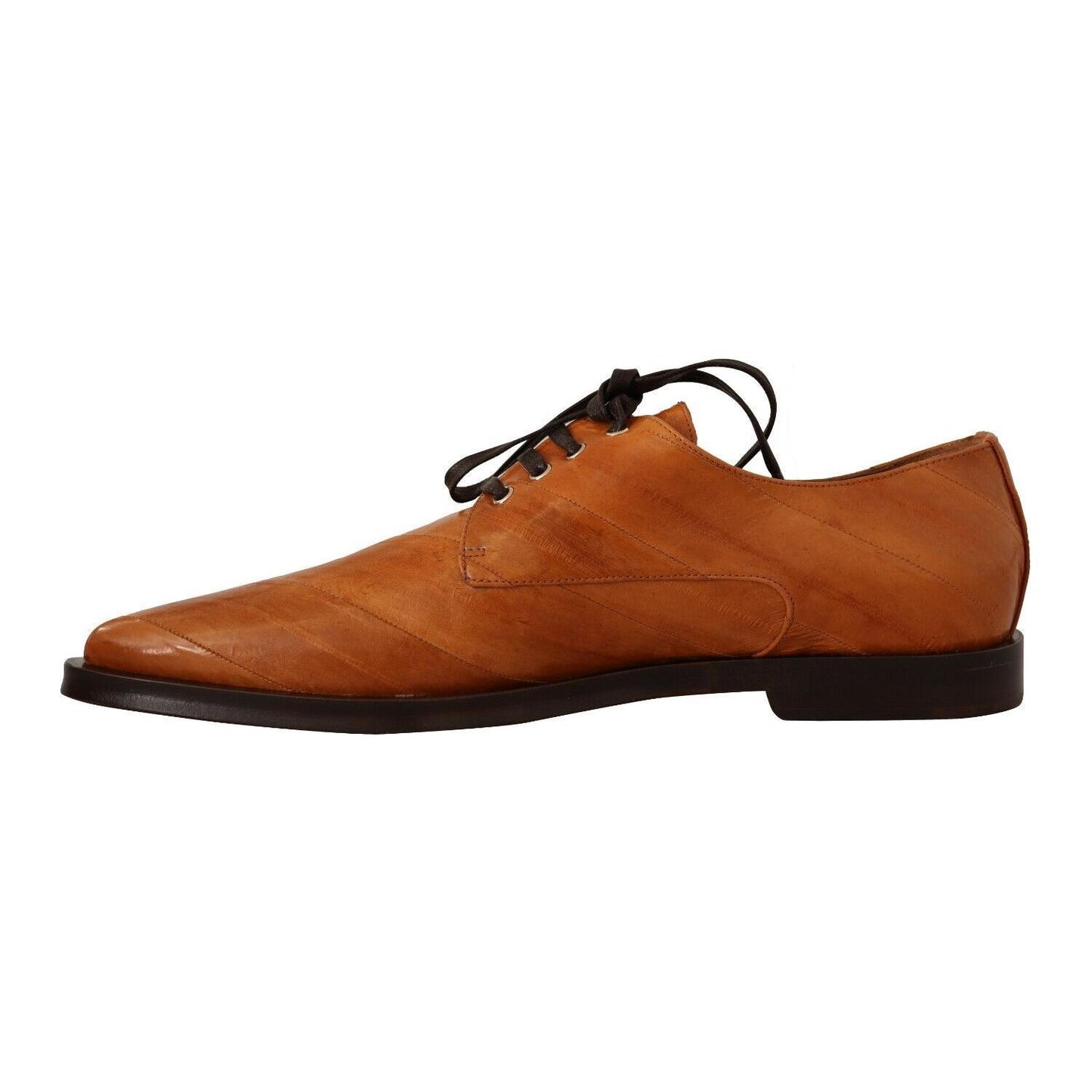 Dolce & Gabbana Elegant Eel Leather Lace-Up Formal Flats Dolce & Gabbana Saddle Brown