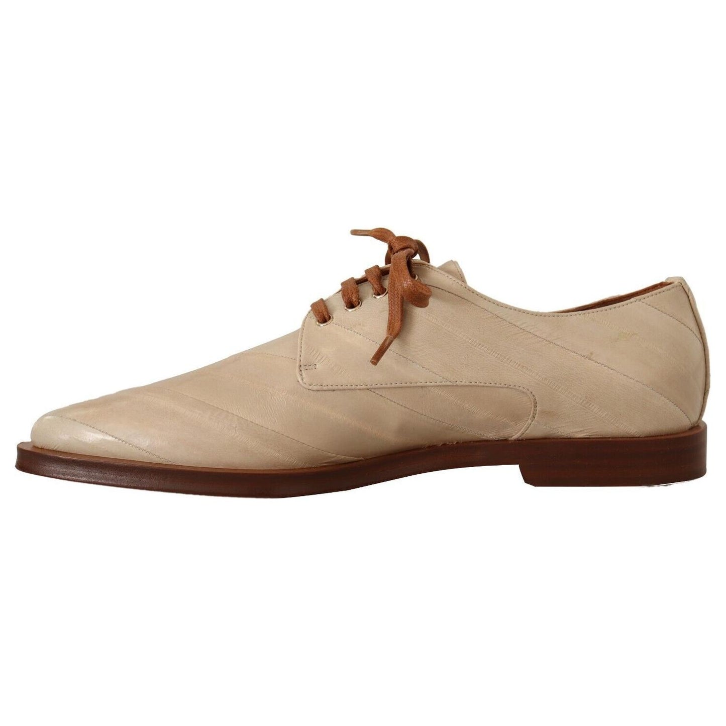 Dolce & Gabbana Elegant Beige Eel Leather Formal Flats Dolce & Gabbana Rosy Brown