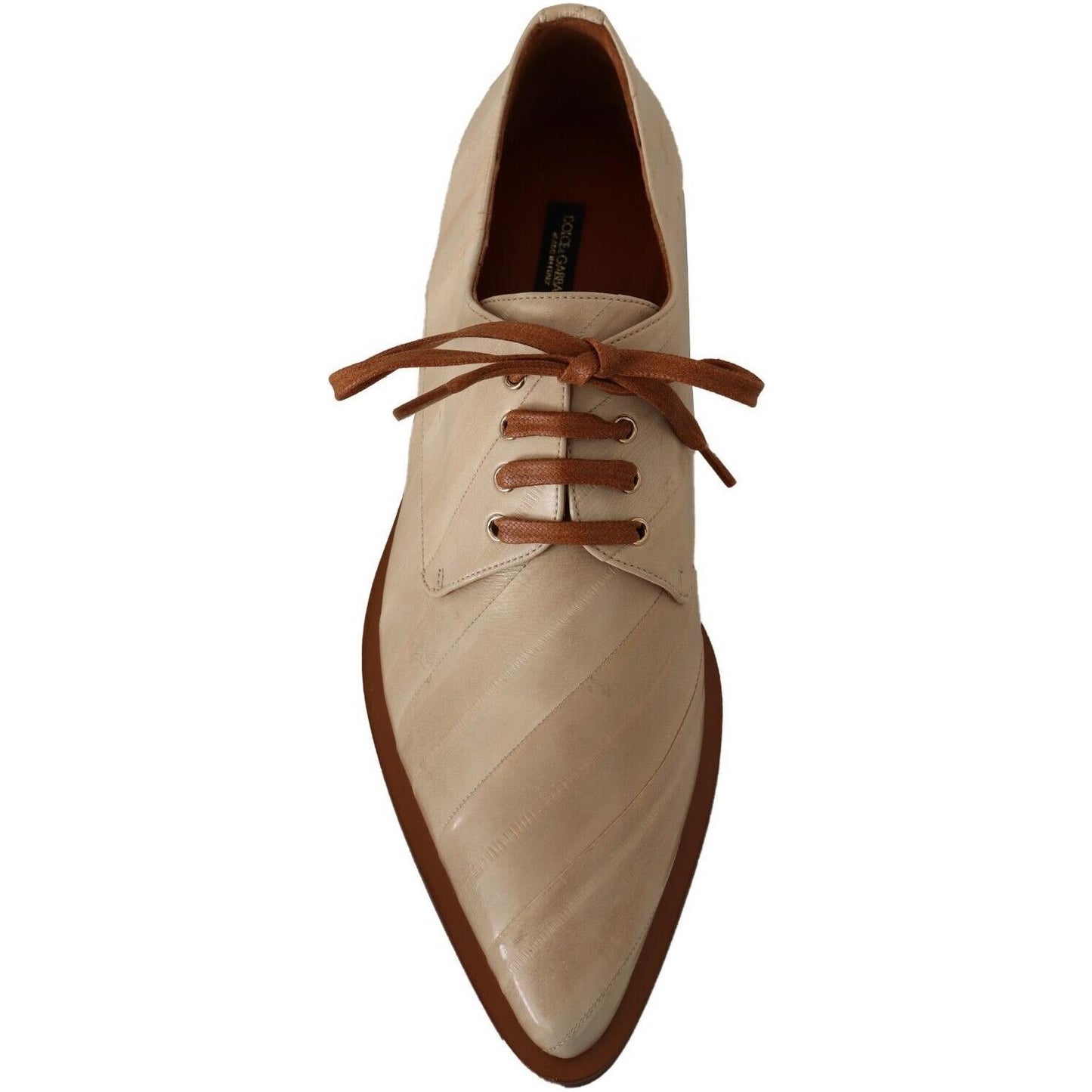 Dolce & Gabbana Elegant Beige Eel Leather Formal Flats Dolce & Gabbana Dim Gray