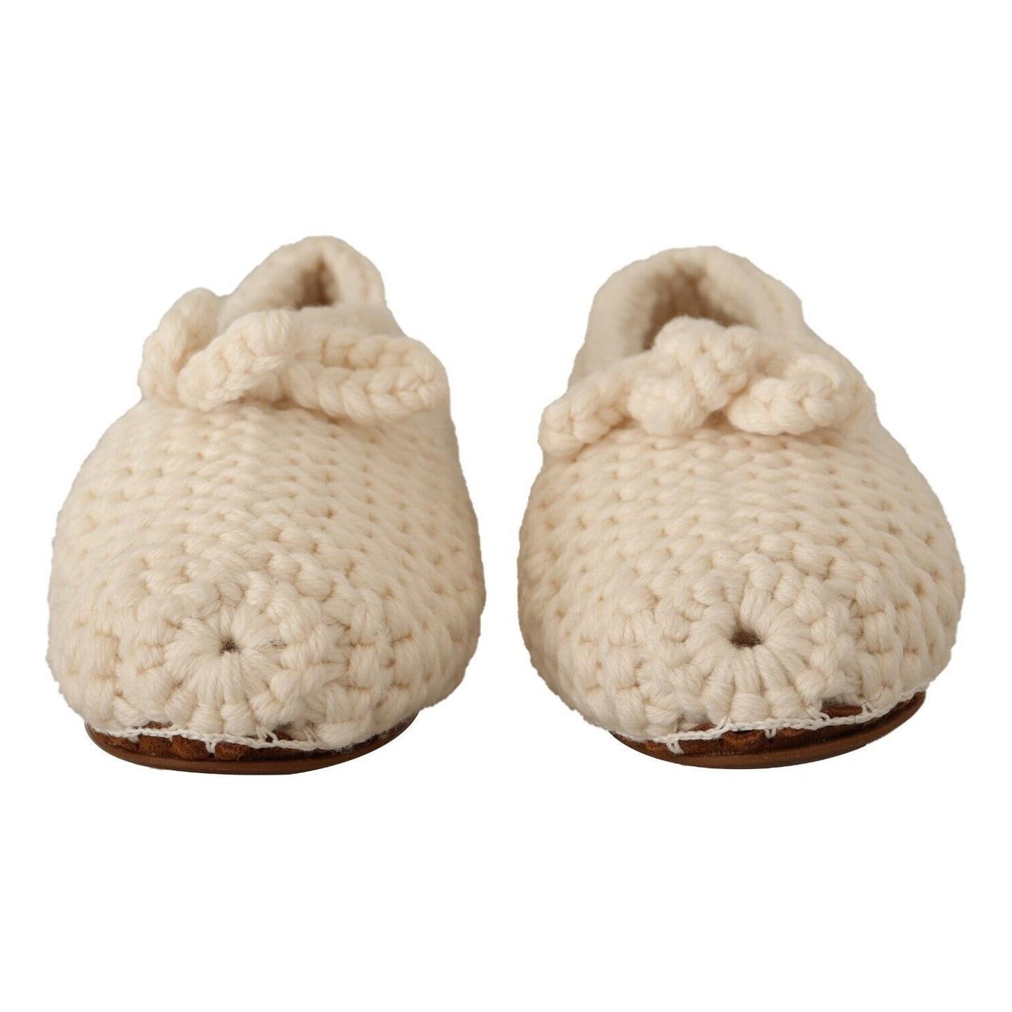 Dolce & Gabbana Chic Wool Knit Ballerina Flats Dolce & Gabbana Tan
