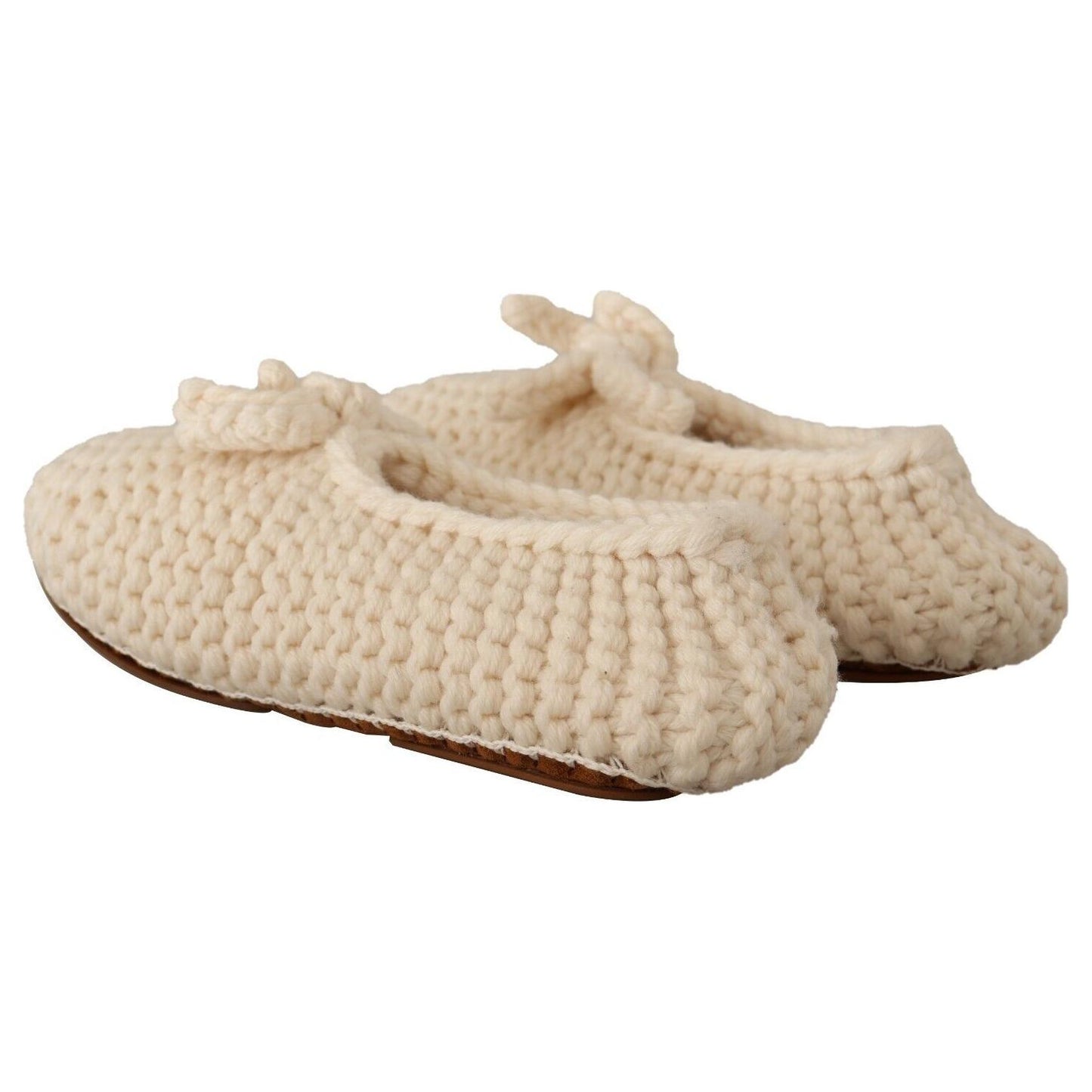 Dolce & Gabbana Chic Wool Knit Ballerina Flats Dolce & Gabbana Tan