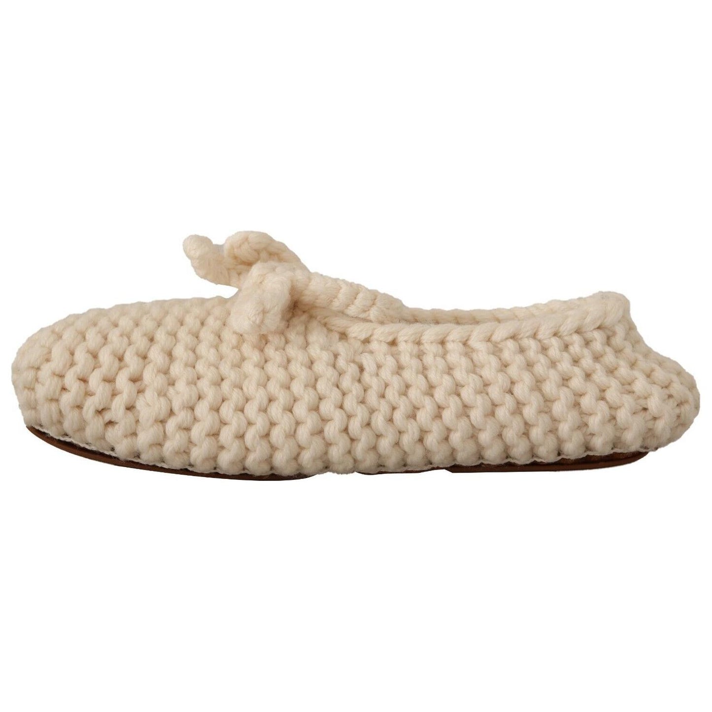 Dolce & Gabbana Chic Wool Knit Ballerina Flats Dolce & Gabbana Tan