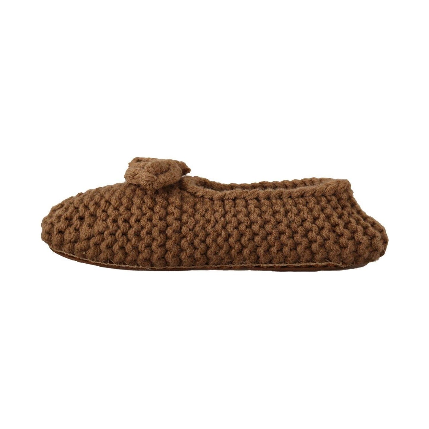 Dolce & Gabbana Elegant Wool Knit Ballerina Flats in Brown Dolce & Gabbana Saddle Brown