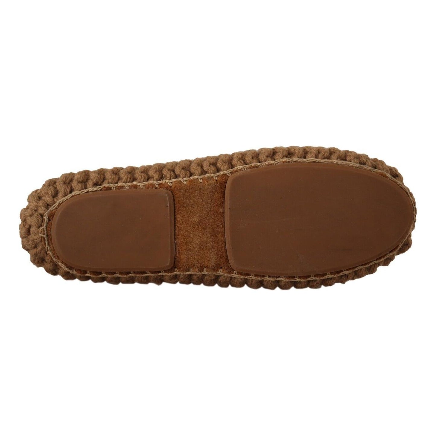 Dolce & Gabbana Elegant Wool Knit Ballerina Flats in Brown Dolce & Gabbana Saddle Brown