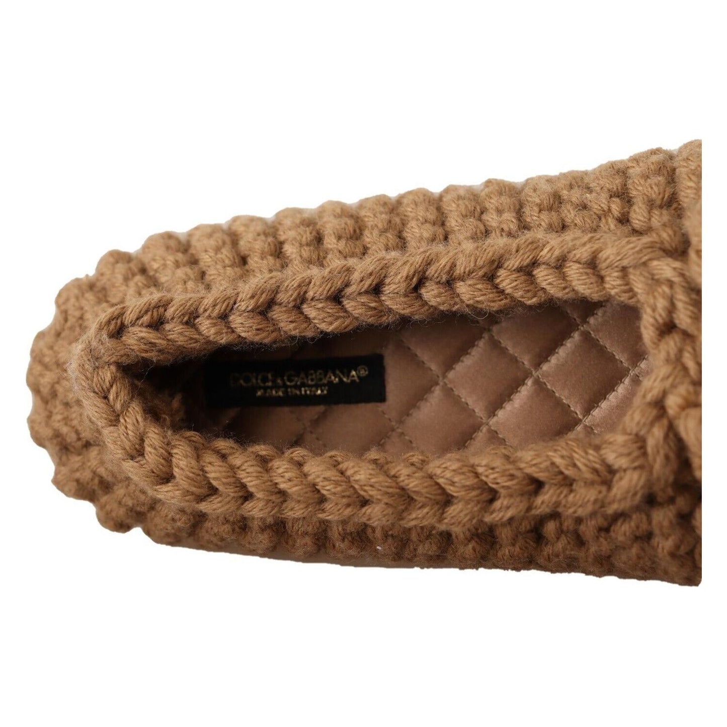Dolce & Gabbana Elegant Wool Knit Ballerina Flats in Brown Dolce & Gabbana Sienna