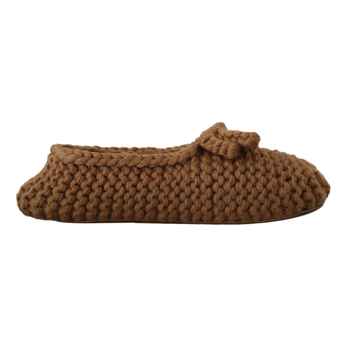 Dolce & Gabbana Elegant Wool Knit Ballerina Flats in Brown Dolce & Gabbana Saddle Brown