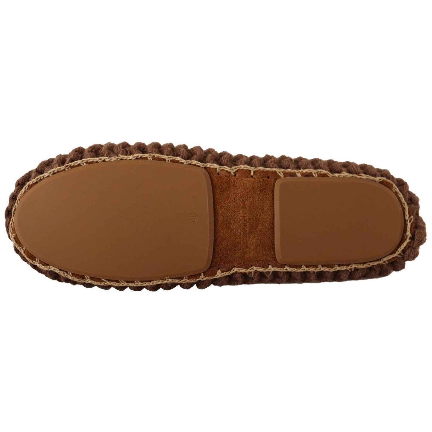 Dolce & Gabbana Elegant Wool Knit Ballerina Flats Dolce & Gabbana Saddle Brown