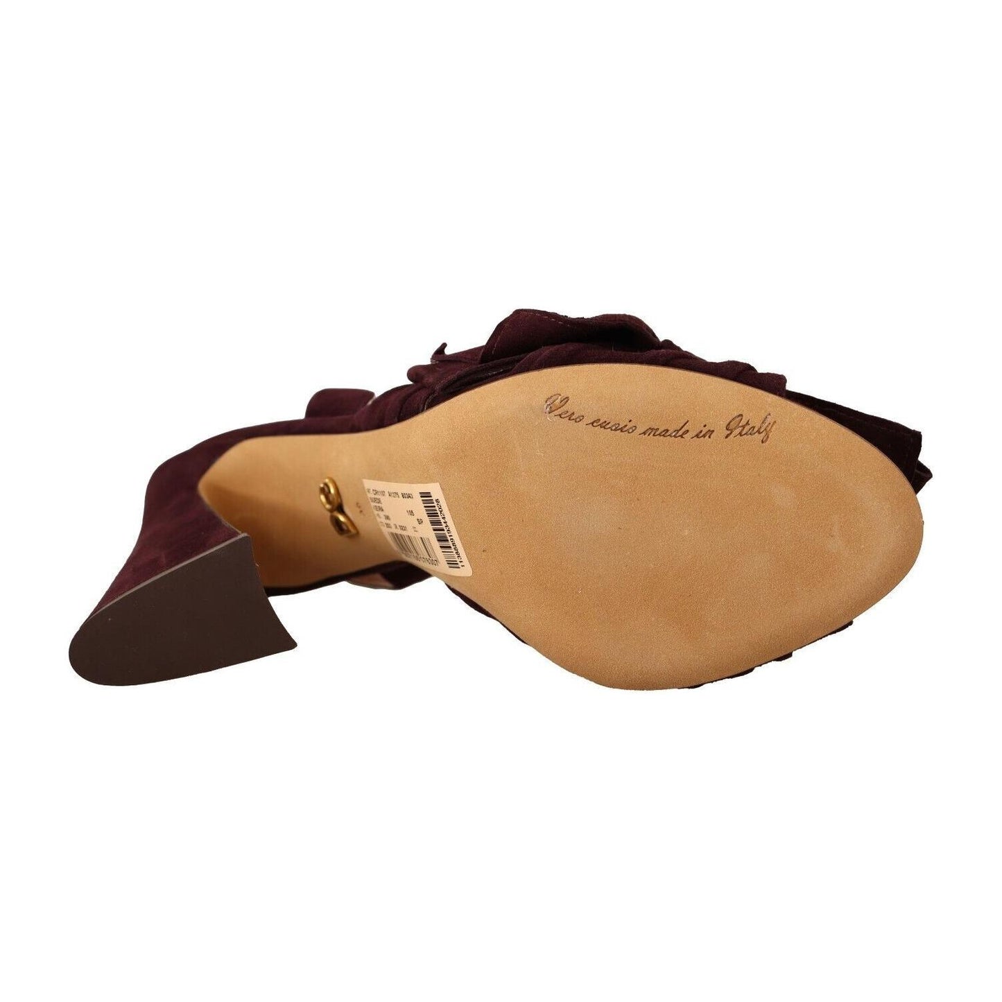 Dolce & Gabbana Elegant Purple Suede Heels Sandals Dolce & Gabbana Dark Khaki