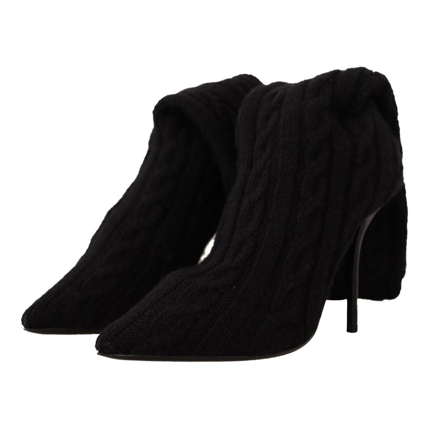 Dolce & Gabbana Black Stretch Socks Knee High Booties Shoes LA9668 - 38