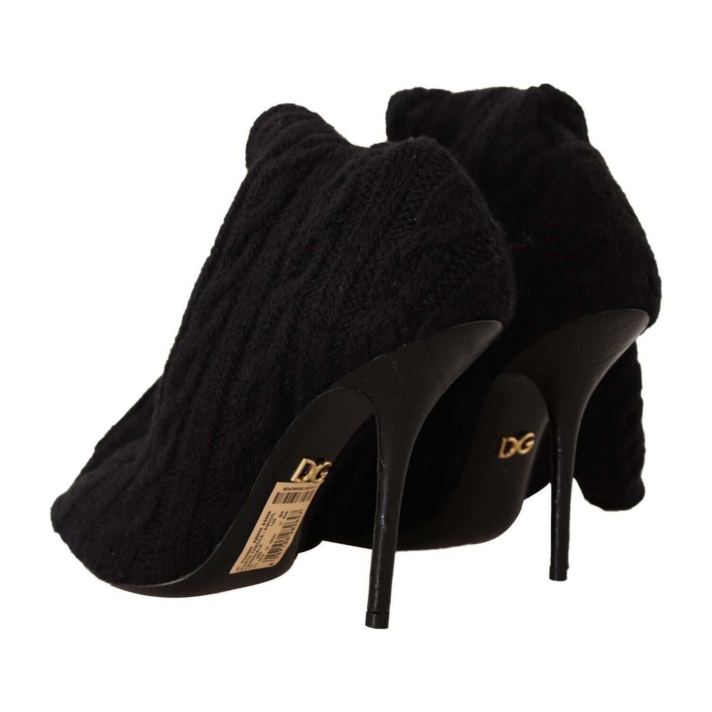 Dolce & Gabbana Black Stretch Socks Knee High Booties Shoes LA9668 - 38