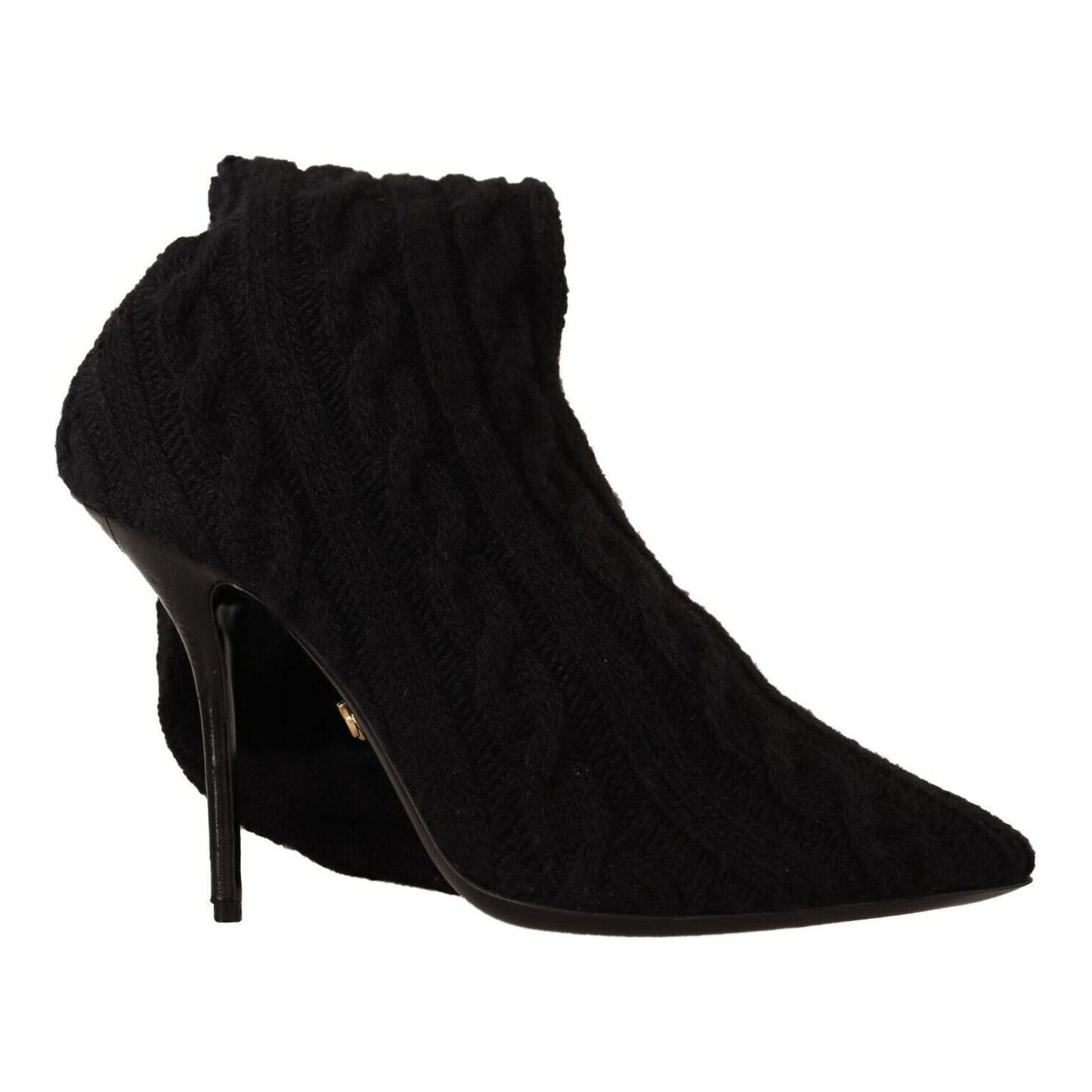 Dolce & Gabbana Black Stretch Socks Knee High Booties Shoes LA9668 - 38