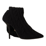 Dolce & Gabbana Black Stretch Socks Knee High Booties Shoes LA9668 - 38