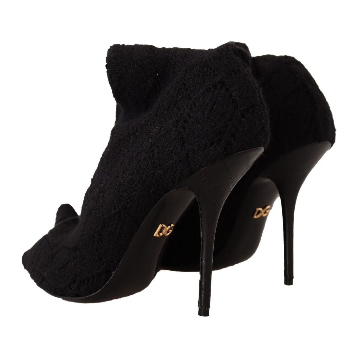 Dolce & Gabbana Black Stretch Socks Knee High Booties Shoes LA9669 - 39