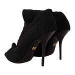 Dolce & Gabbana Black Stretch Socks Knee High Booties Shoes LA9669 - 39