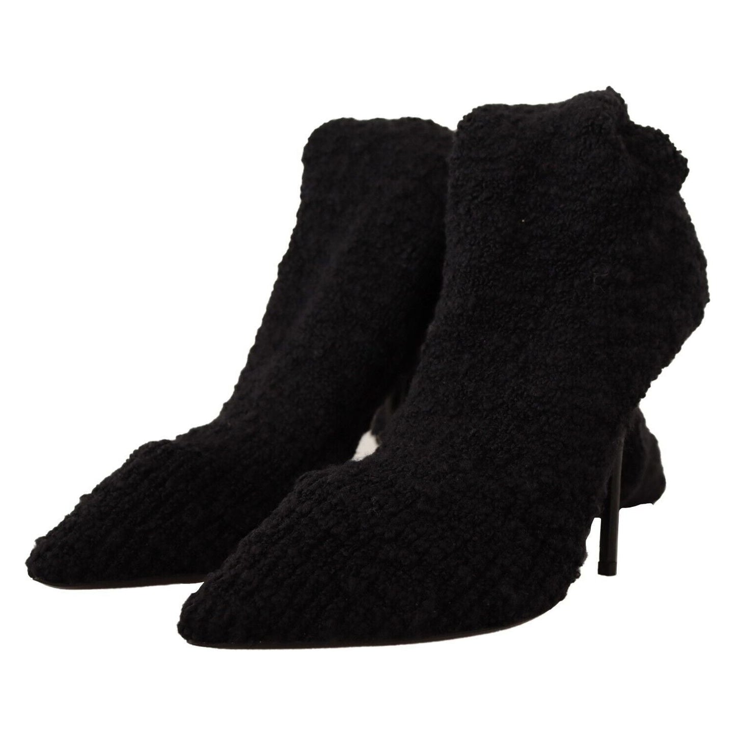 Dolce & Gabbana Black Stretch Socks Knee High Booties Shoes LA9670 - 41