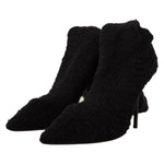 Dolce & Gabbana Black Stretch Socks Knee High Booties Shoes LA9670 - 41