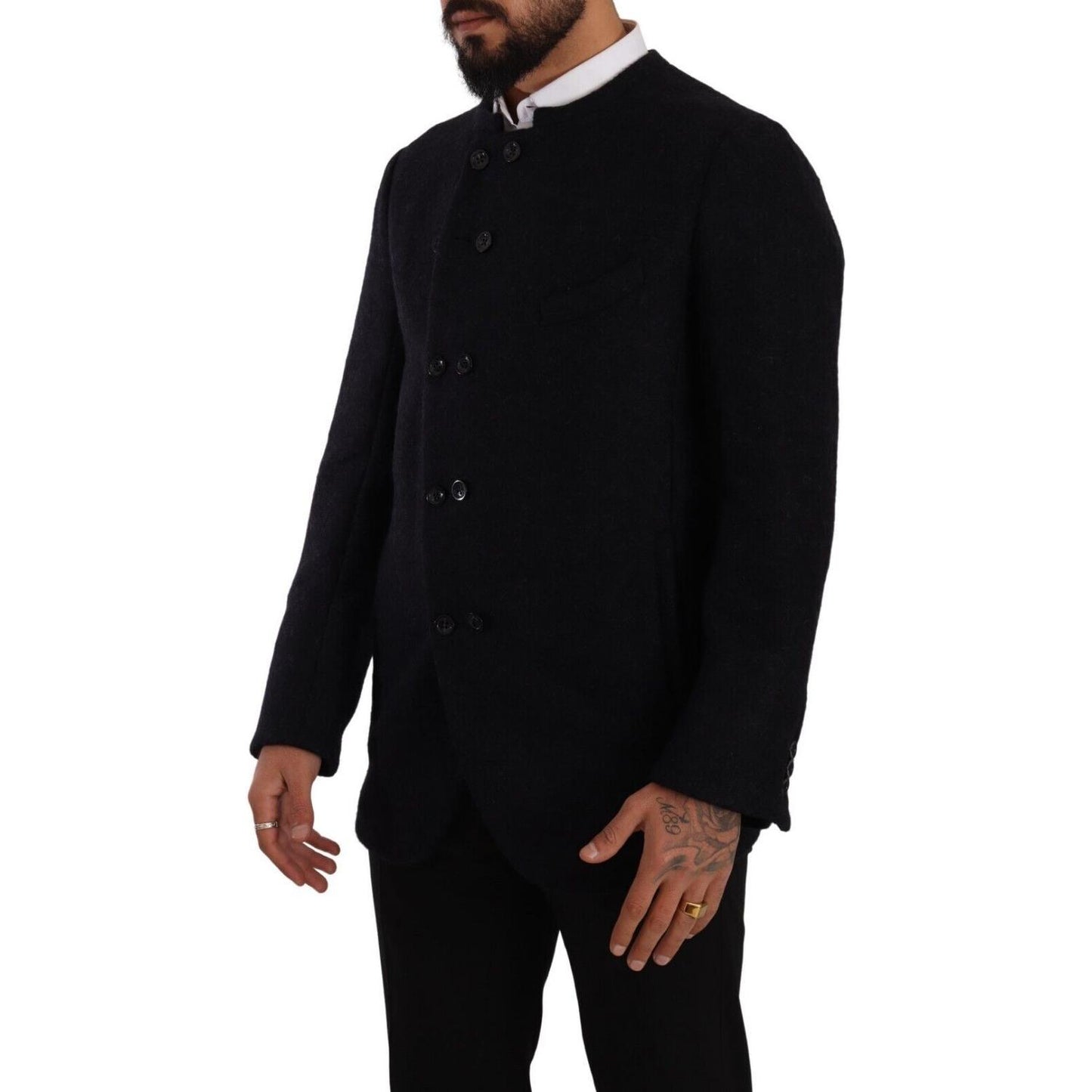 Dolce & Gabbana Elegant Dark Grey Alpaca Blend Jacket Dolce & Gabbana Black