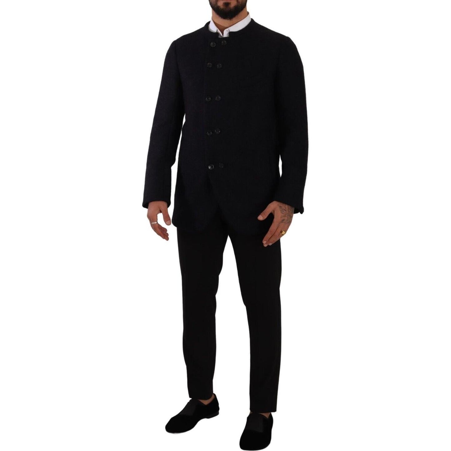 Dolce & Gabbana Elegant Dark Grey Alpaca Blend Jacket Dolce & Gabbana Black