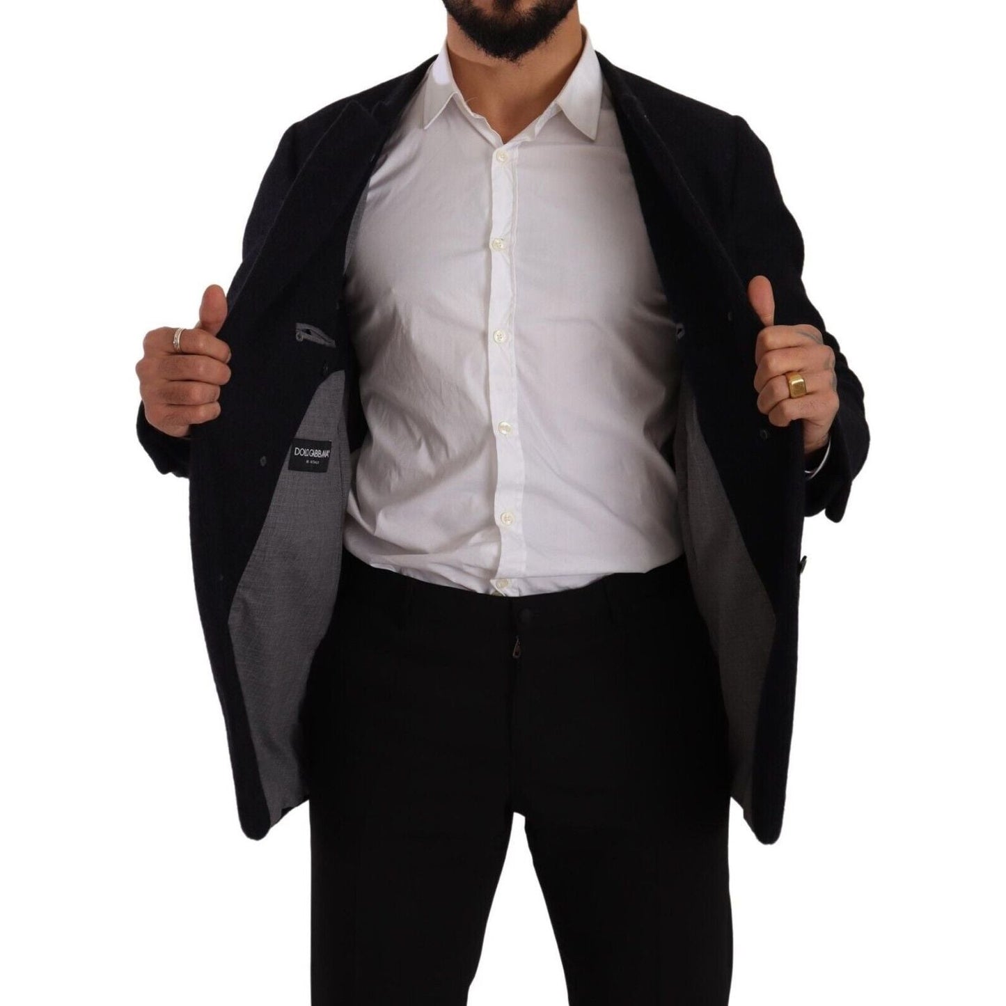Dolce & Gabbana Elegant Dark Grey Alpaca Blend Jacket Dolce & Gabbana Black