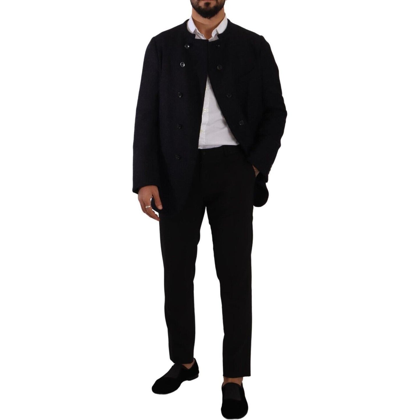 Dolce & Gabbana Elegant Dark Grey Alpaca Blend Jacket Dolce & Gabbana Black