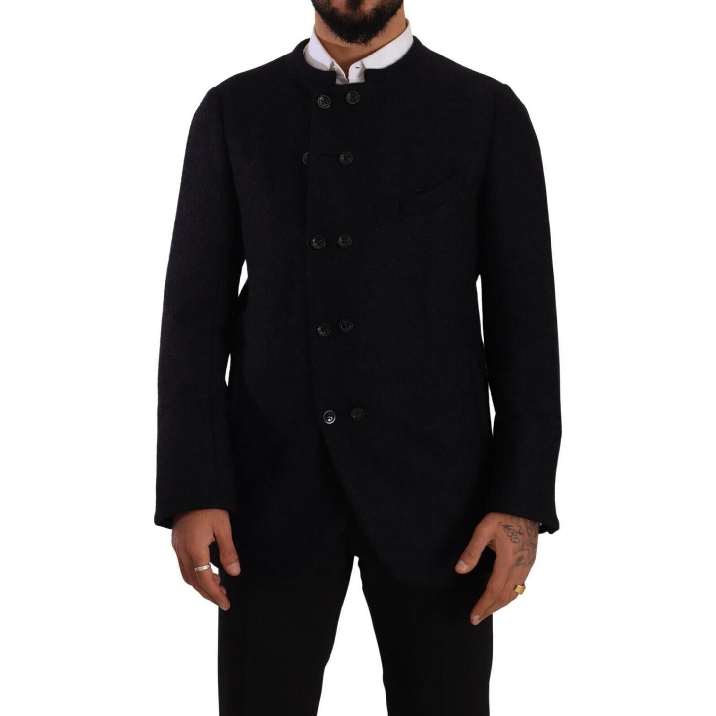 Dolce & Gabbana Elegant Dark Grey Alpaca Blend Jacket Dolce & Gabbana Black