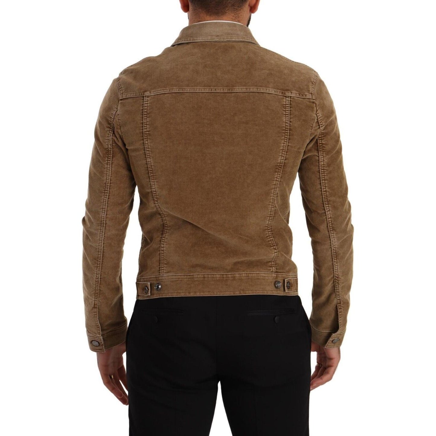 Dolce & Gabbana Elegant Corduroy Logo Jacket Dolce & Gabbana Dark Olive Green