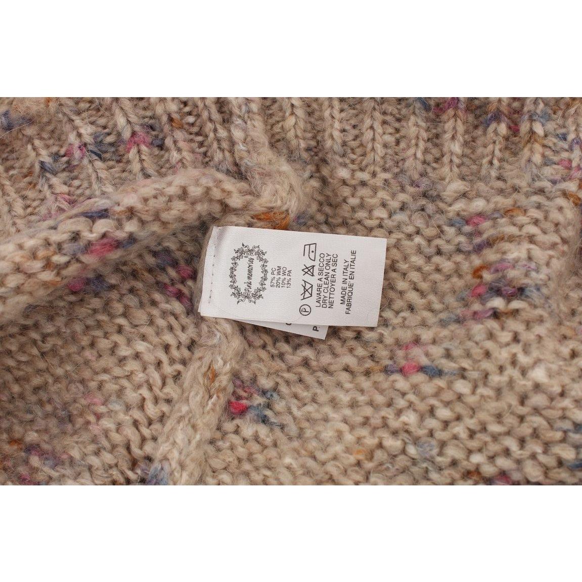 PINK MEMORIES Beige Oversized V-Neck Knitted Sweater PINK MEMORIES Dim Gray