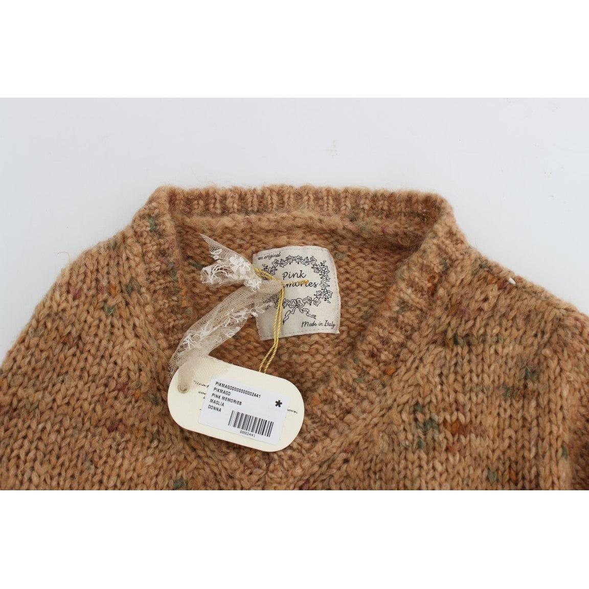 PINK MEMORIES Chic Brown Oversize Knitted V-Neck Sweater PINK MEMORIES Sienna