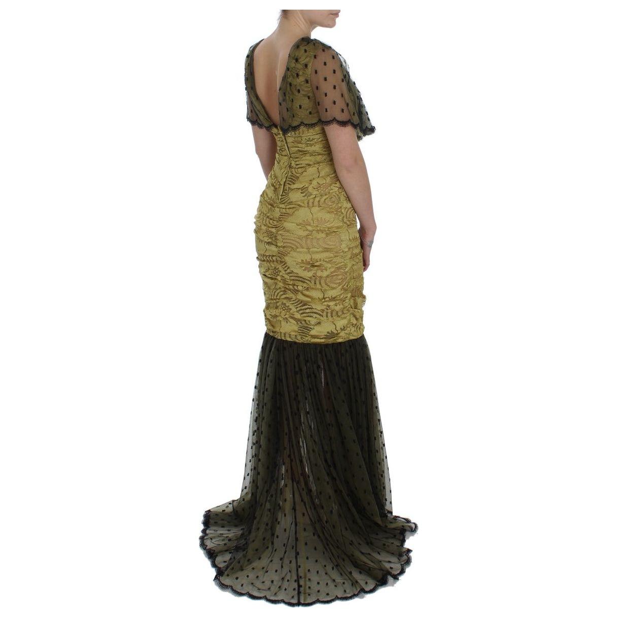 Dolce & Gabbana Yellow Floral Lace Sheath Dress Dolce & Gabbana Dark Slate Gray