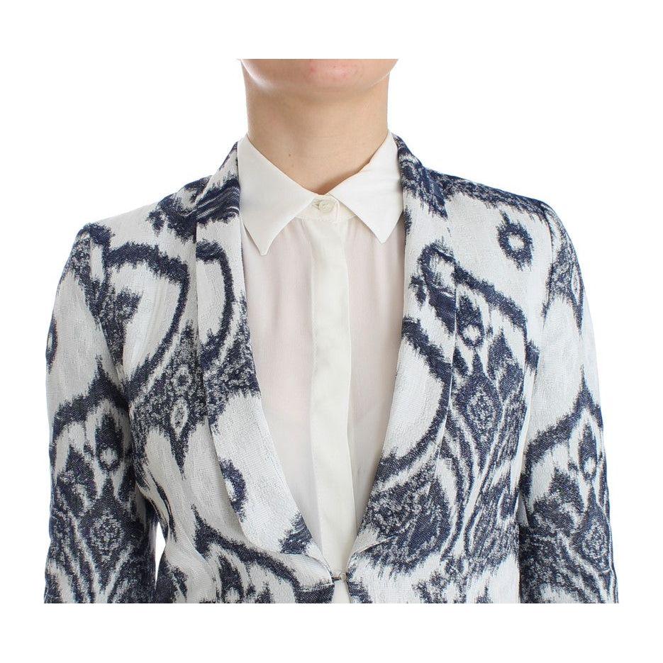 Christian Pellizzari Elegant Two-Tone Blue Short Blazer Blazer Jacket Christian Pellizzari Light Gray