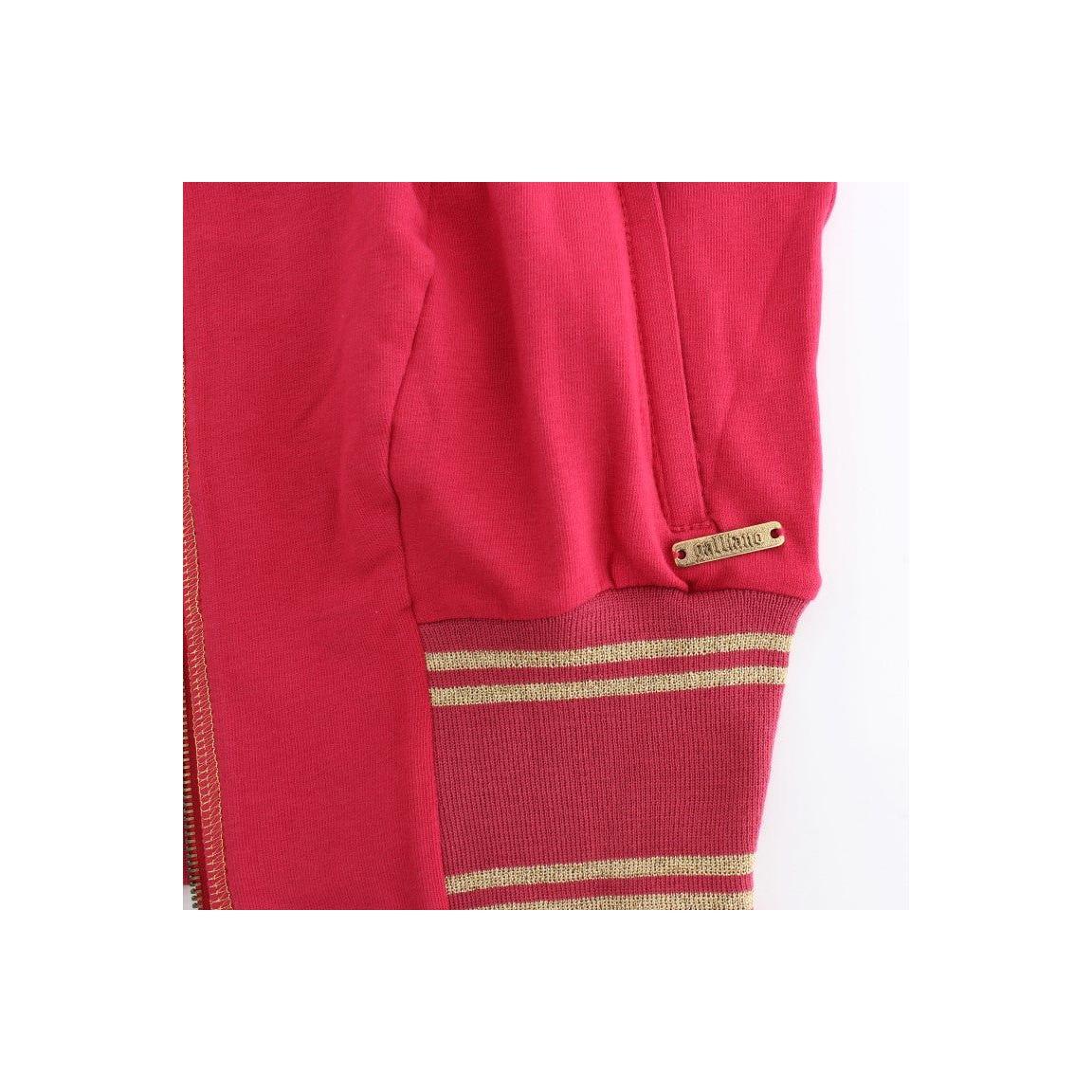 John Galliano Elegant Pink Zip Cardigan with Logo Detailing John Galliano Firebrick
