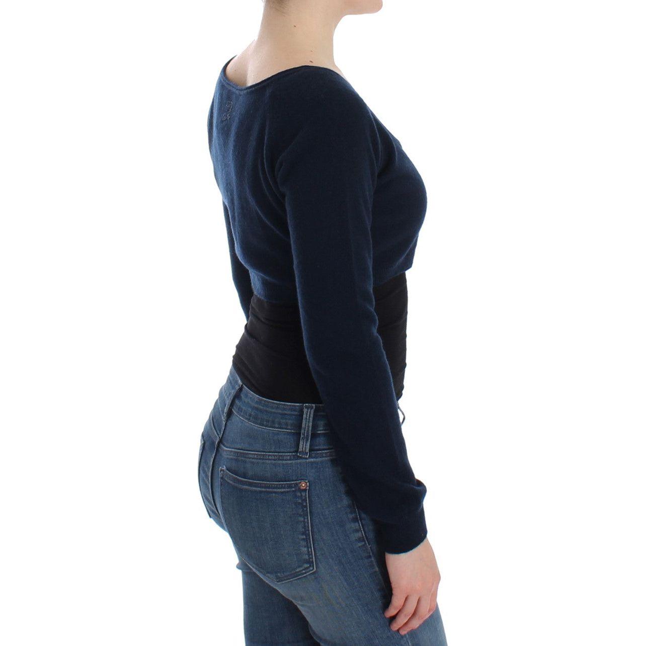 Ermanno Scervino Chic Cashmere-Blend Cropped Sweater in Blue Ermanno Scervino Dark Slate Gray