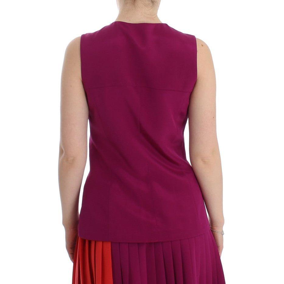 Barbara Casasola Stunning Silk Sleeveless Purple Blouse Barbara Casasola Brown