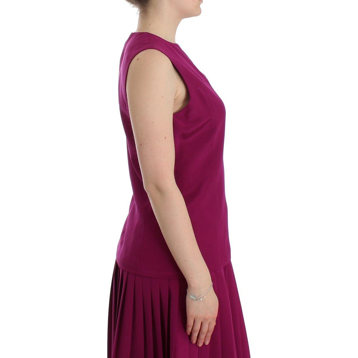 Barbara Casasola Stunning Silk Sleeveless Purple Blouse Barbara Casasola Brown