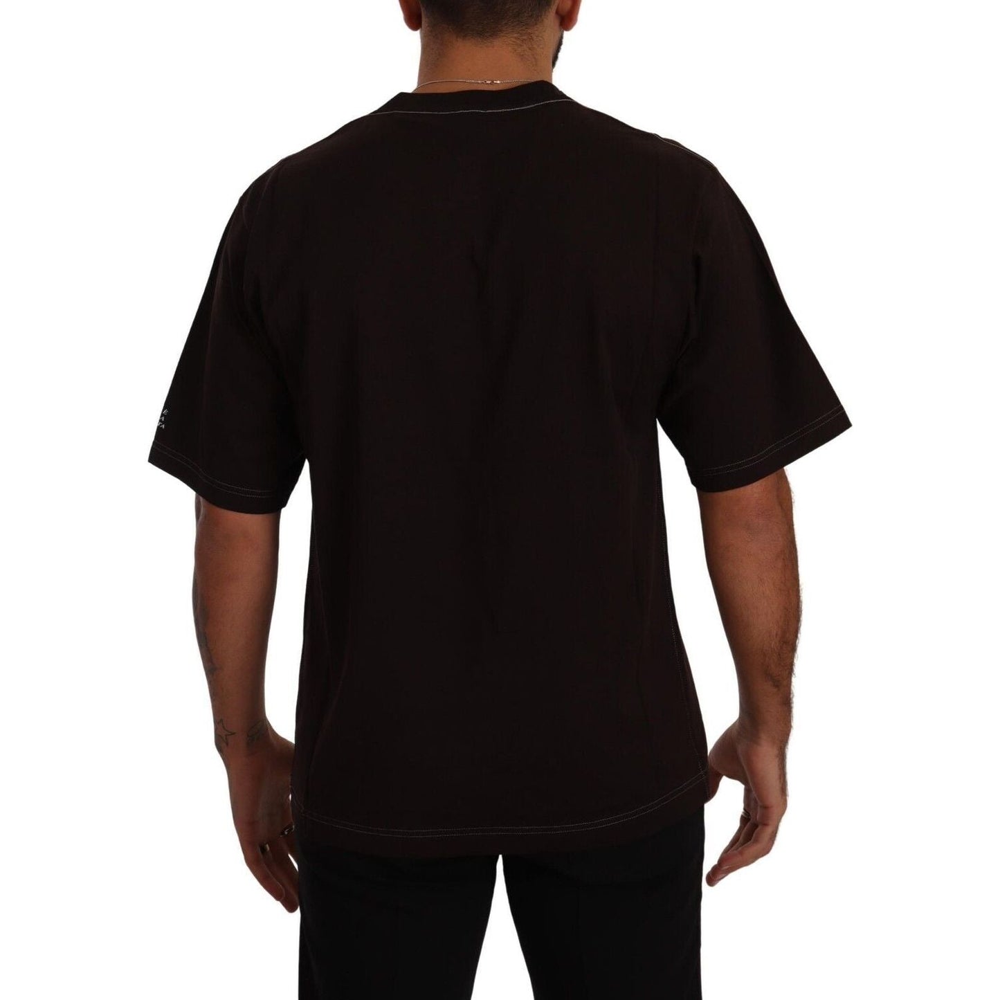 Dolce & Gabbana Elegant Burgundy L'Amore Crew Neck Tee Dolce & Gabbana Black