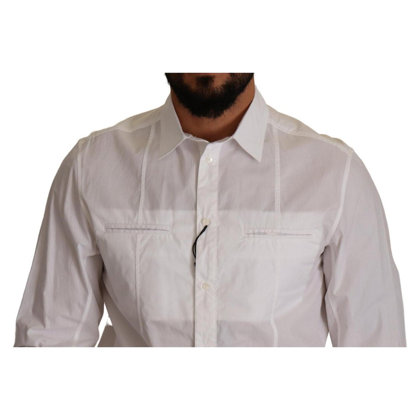 Dolce & Gabbana Elegant Italian White Cotton Shirt Dolce & Gabbana Dark Gray
