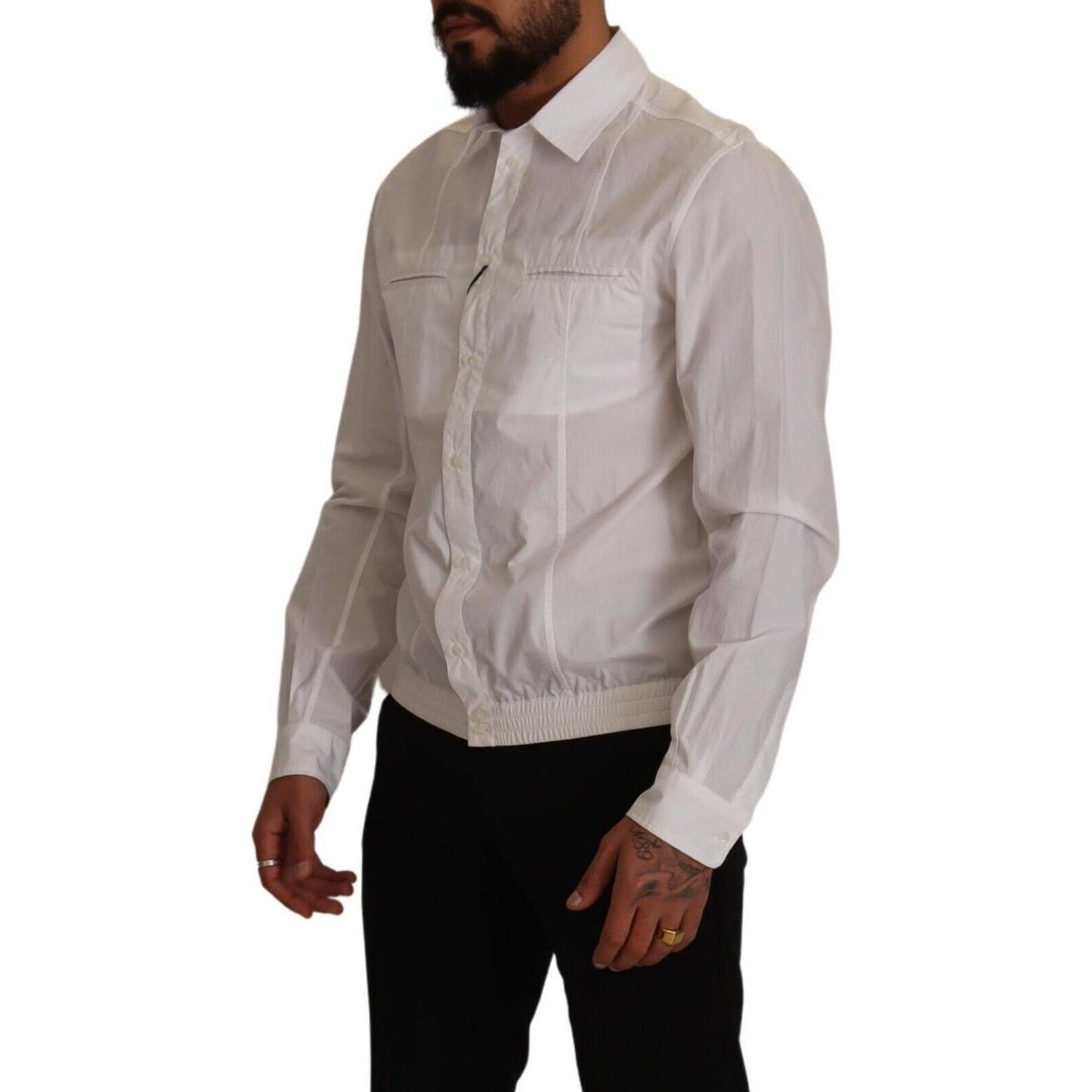 Dolce & Gabbana Elegant Italian White Cotton Shirt Dolce & Gabbana Dark Gray