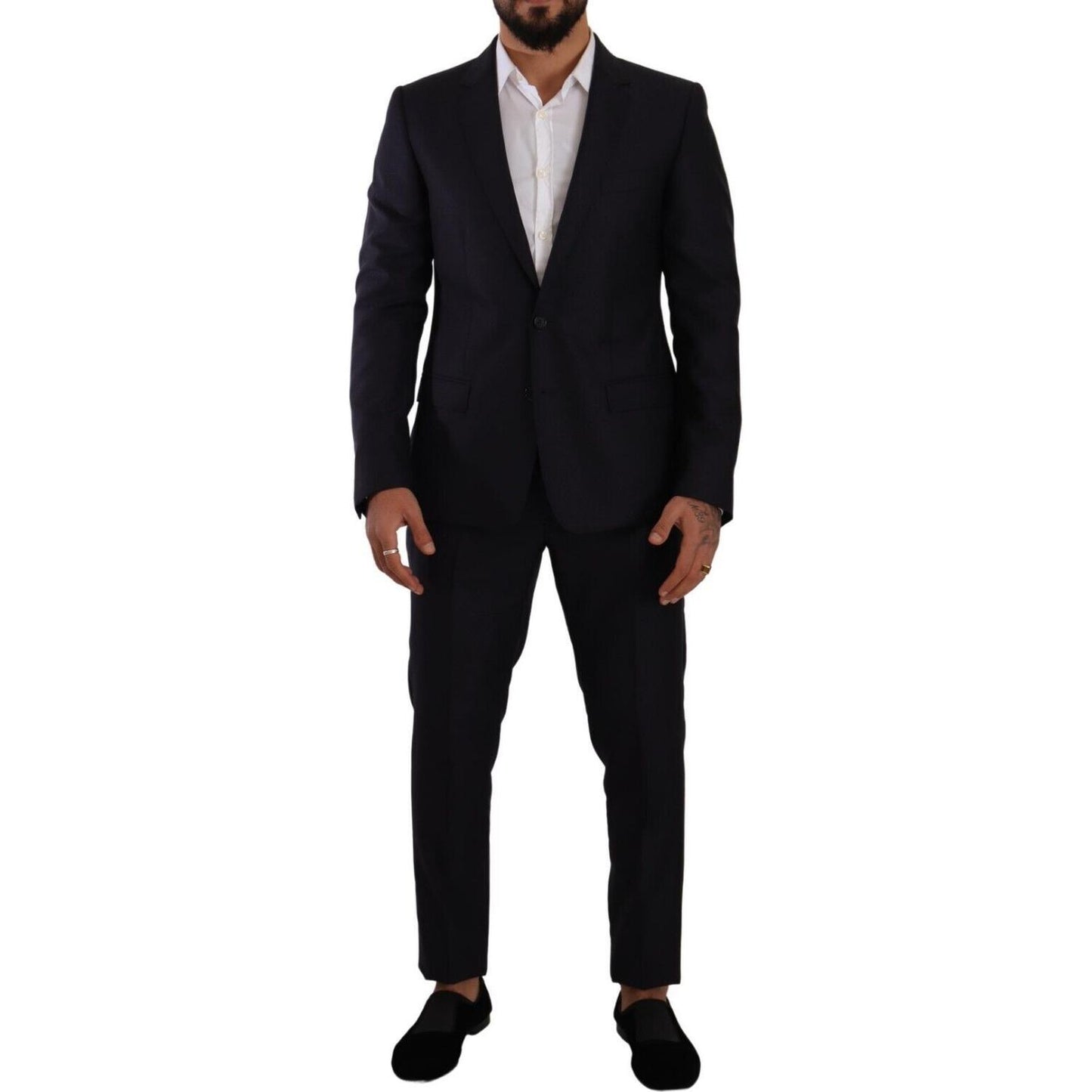 Dolce & Gabbana Elegant Slim Fit Wool Silk Cashmere Men's Suit Dolce & Gabbana Black