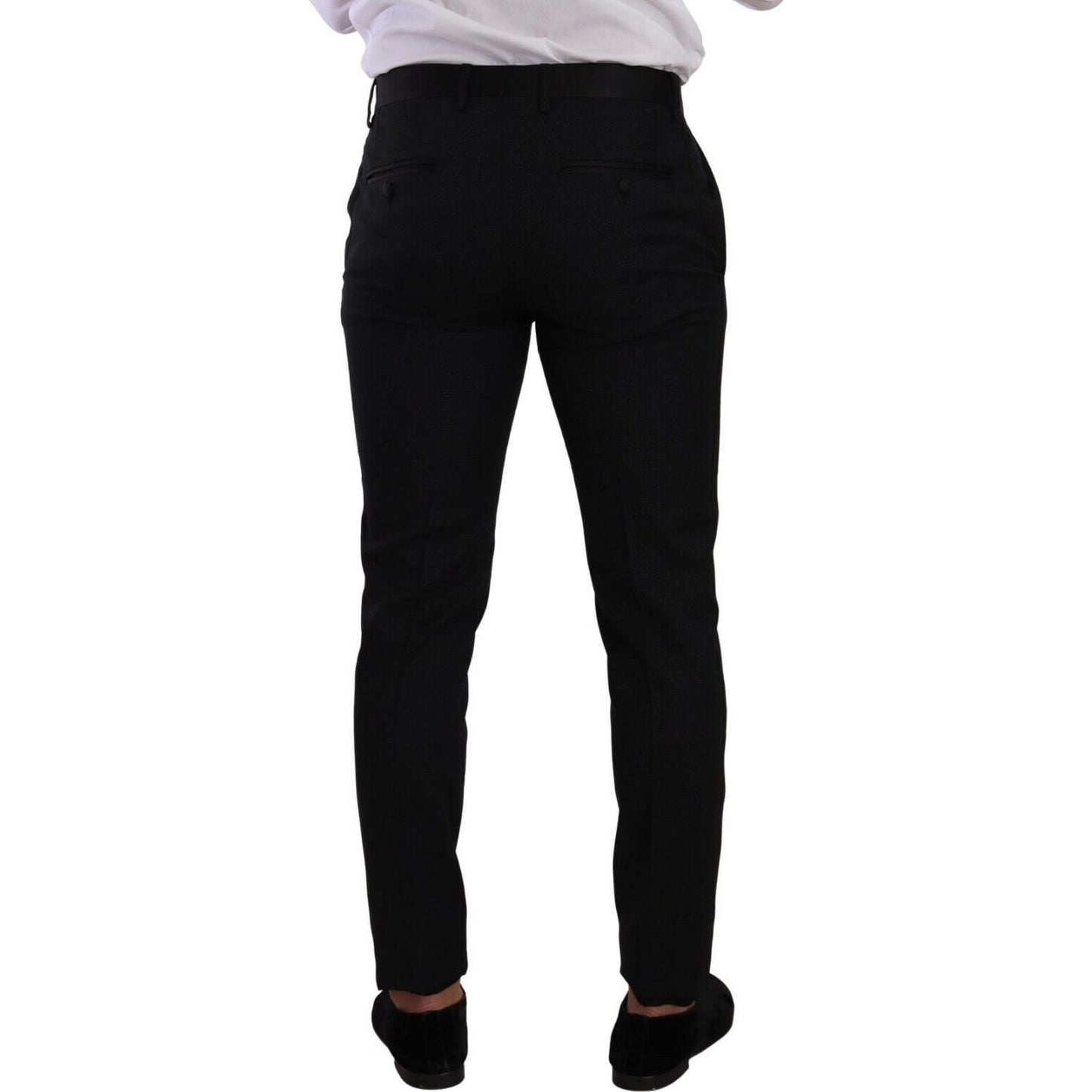 Dolce & Gabbana Elegant Black Patterned Wool-Silk Suit