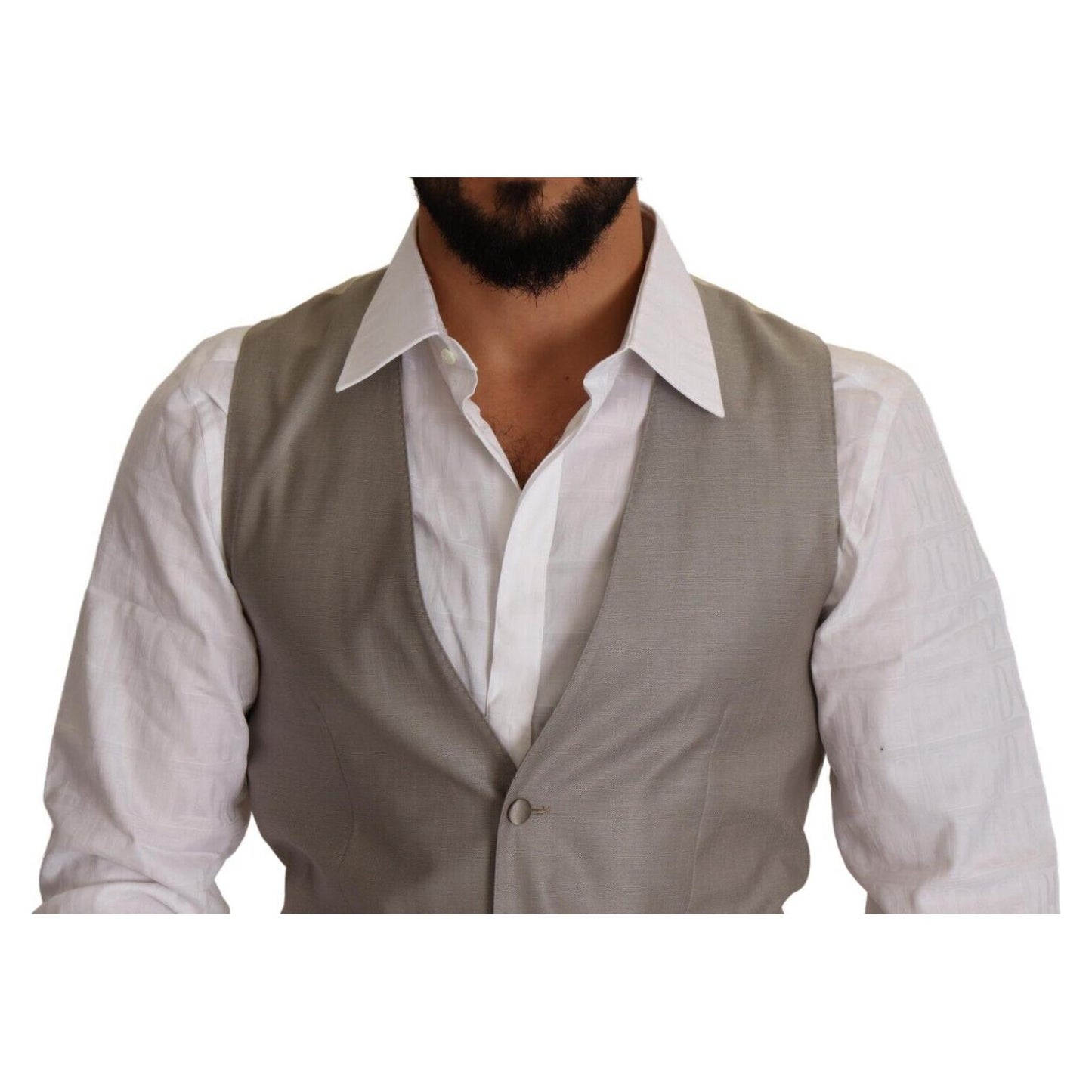 Dolce & Gabbana Elegant Single Breasted Dress Vest in Beige Dolce & Gabbana Dim Gray