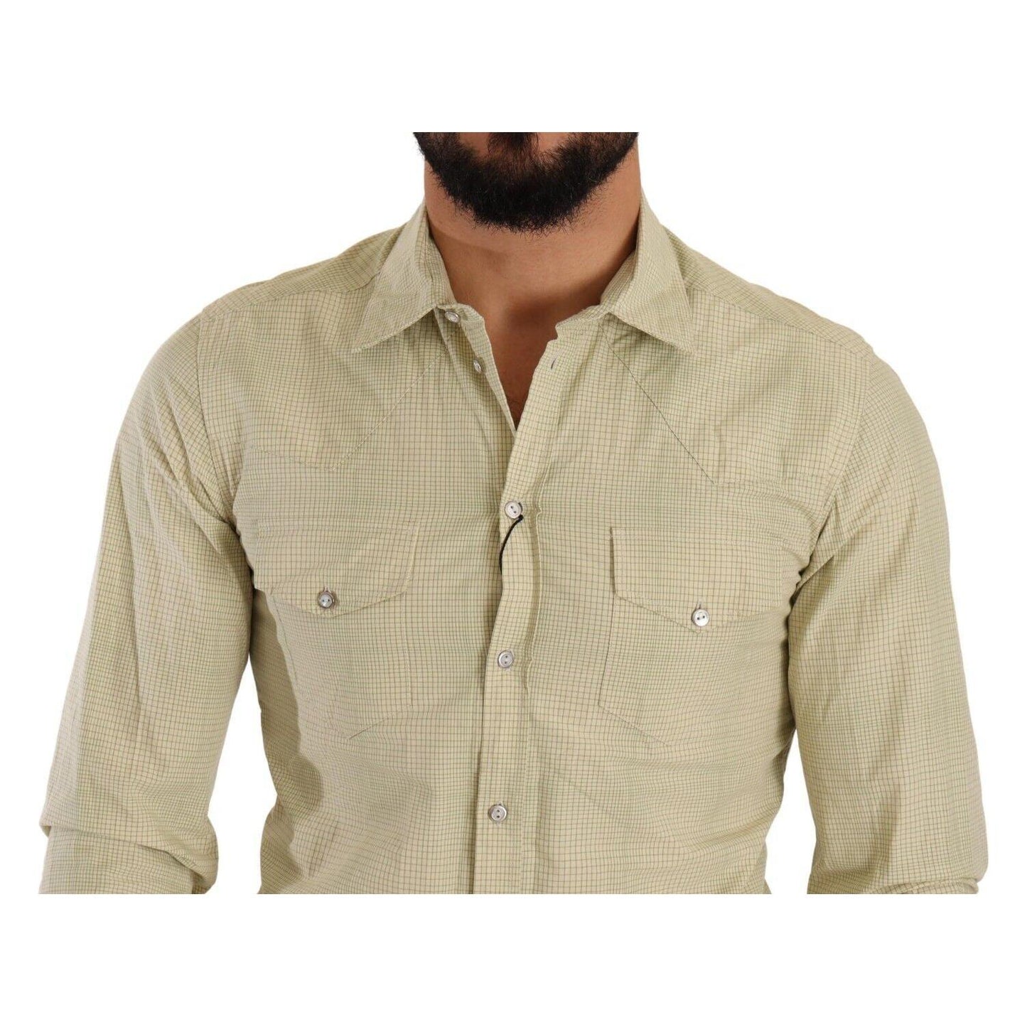 Dolce & Gabbana Elegant Sicilia Checkered Cotton Shirt Dolce & Gabbana Tan