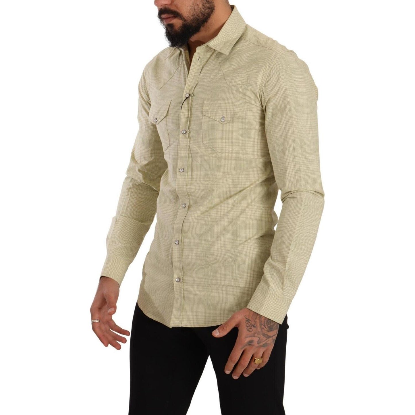 Dolce & Gabbana Elegant Sicilia Checkered Cotton Shirt Dolce & Gabbana Rosy Brown