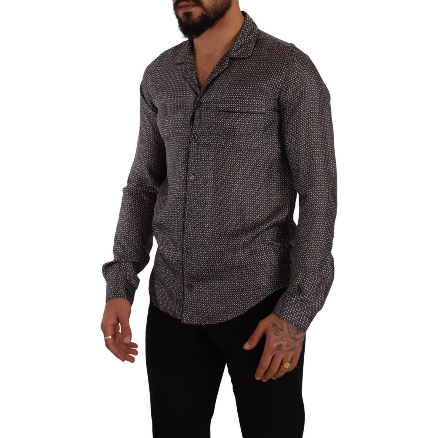 Dolce & Gabbana Elegant Silk Button Down Shirt Dolce & Gabbana Dark Slate Gray
