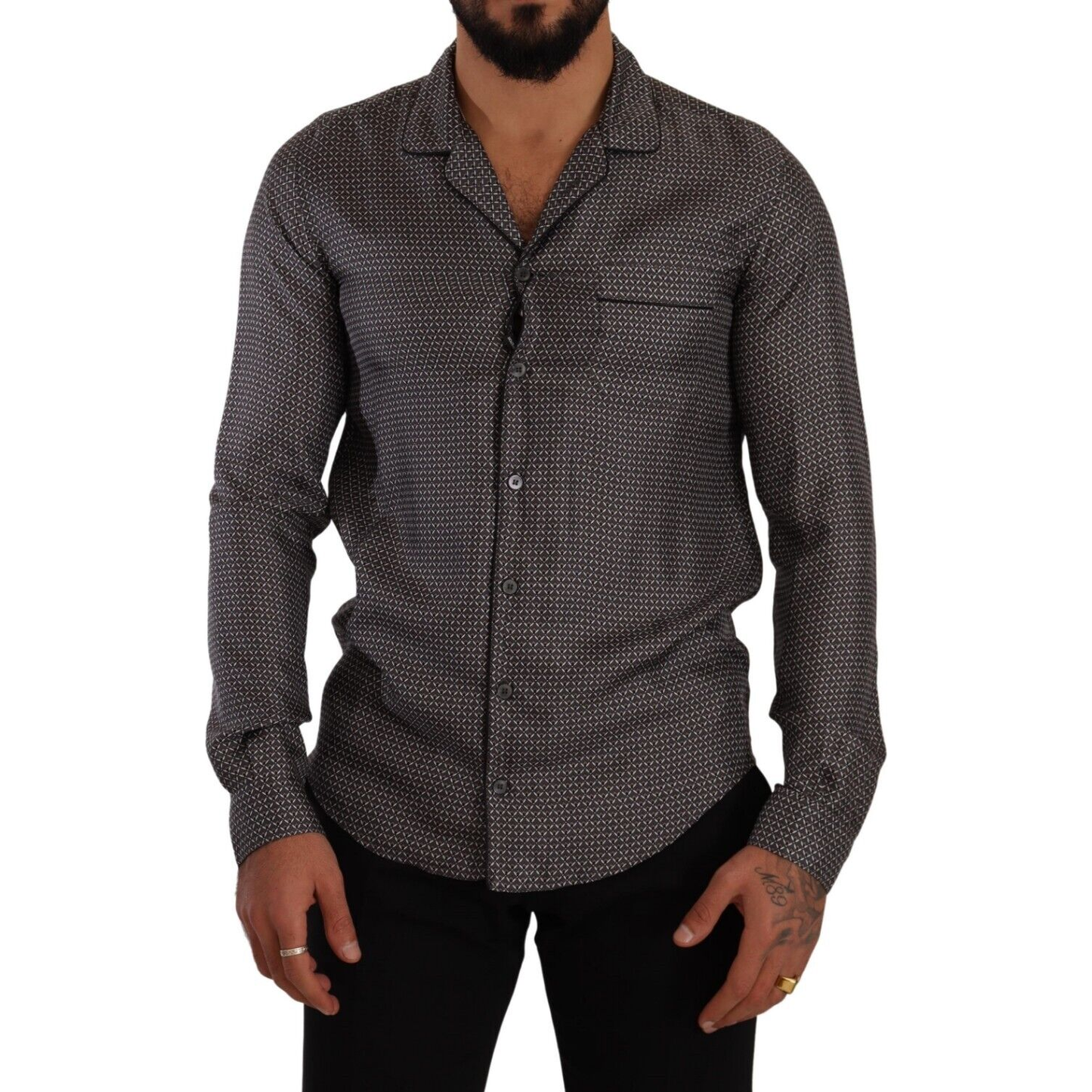 Dolce & Gabbana Elegant Silk Button Down Shirt Dolce & Gabbana Dark Slate Gray