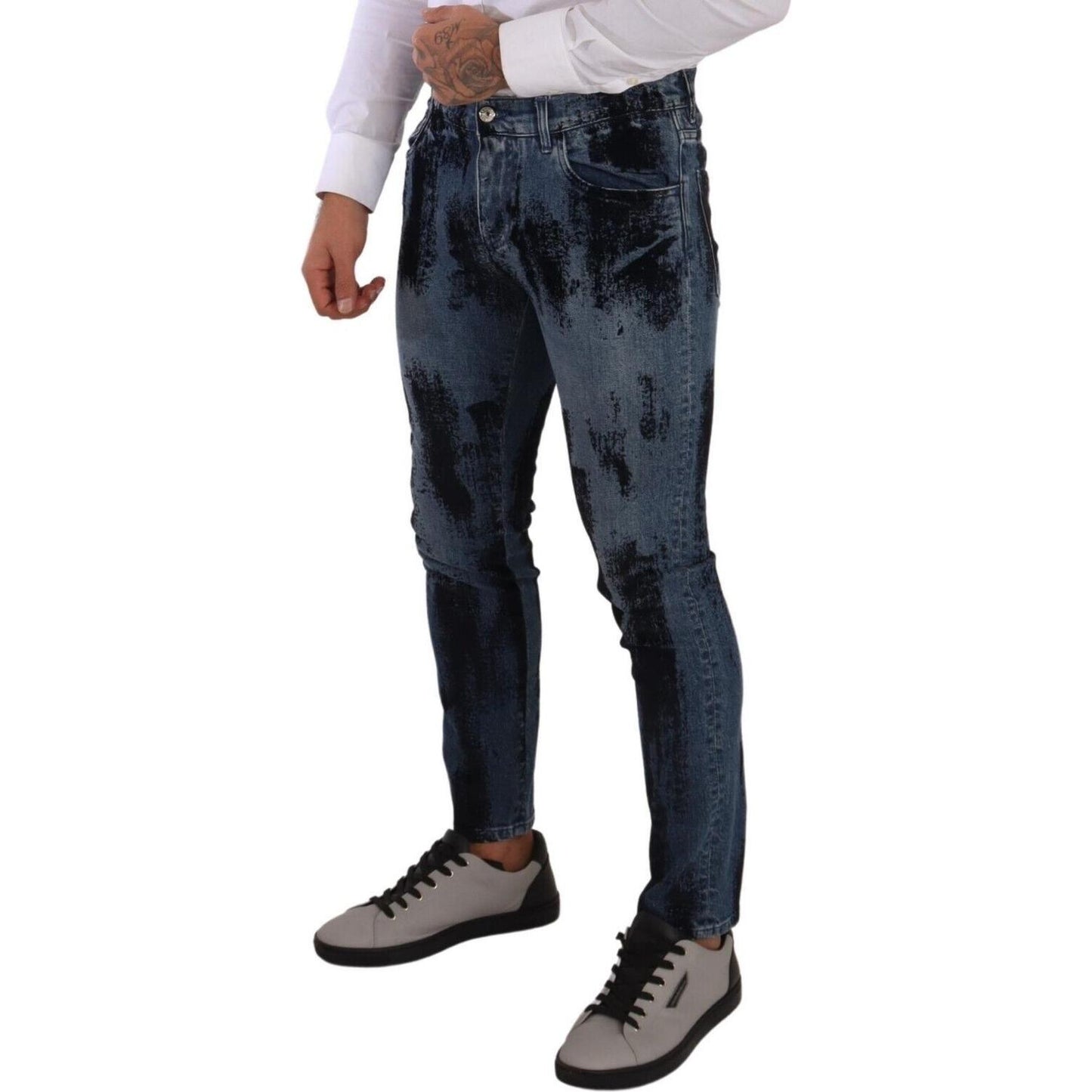 Dolce & Gabbana Italian Designer Skinny Slim Fit Jeans Dolce & Gabbana Dark Slate Gray